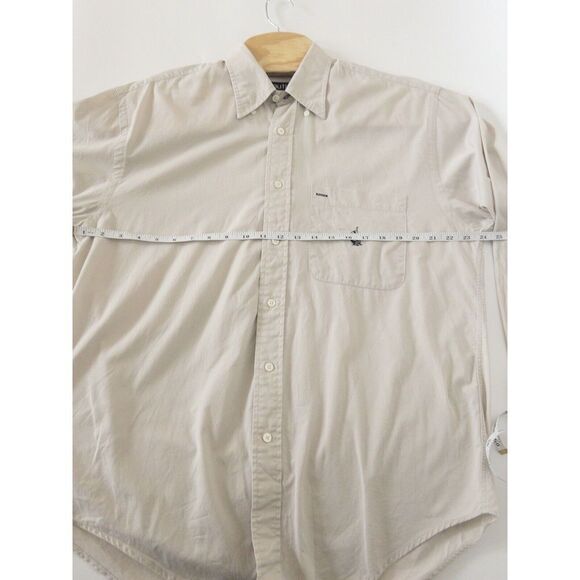 Vintage Nautica Made In USA Mens‎ Medium Button Down Dress Shirt Tan - Picture 7 of 11